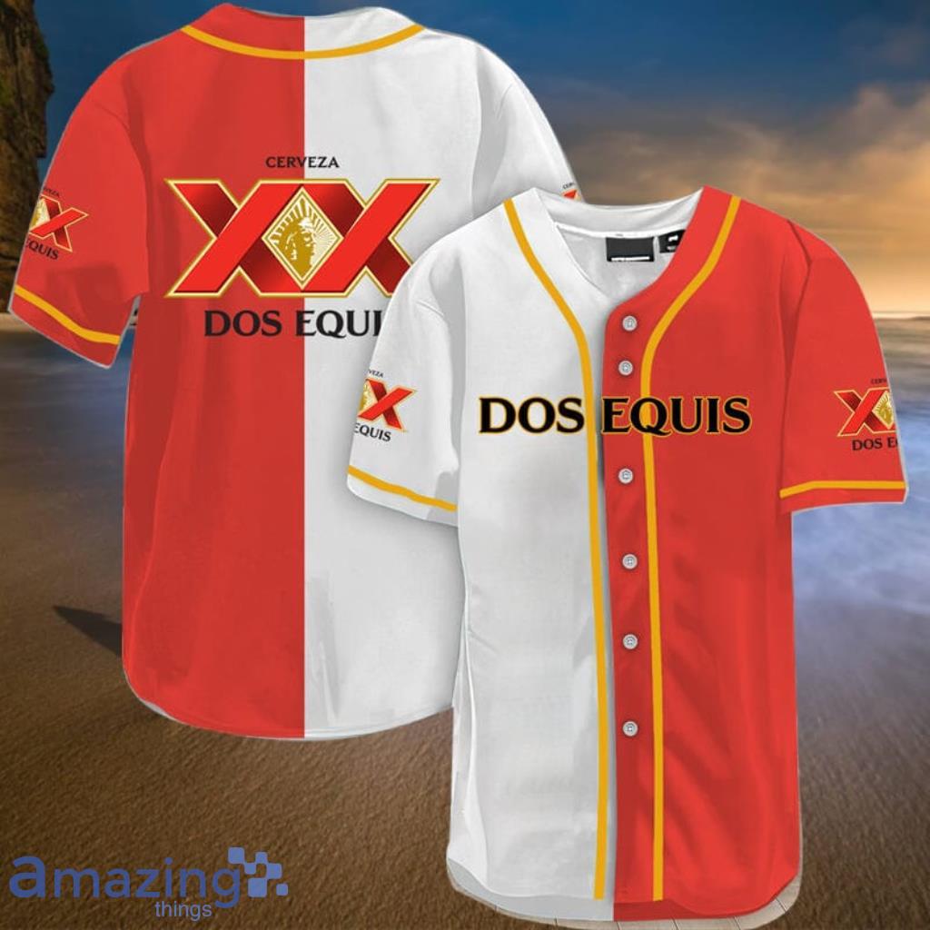 White And Red Split Dos Equis Baseball Jersey Shirt Gift For Men And Women Product Photo 1