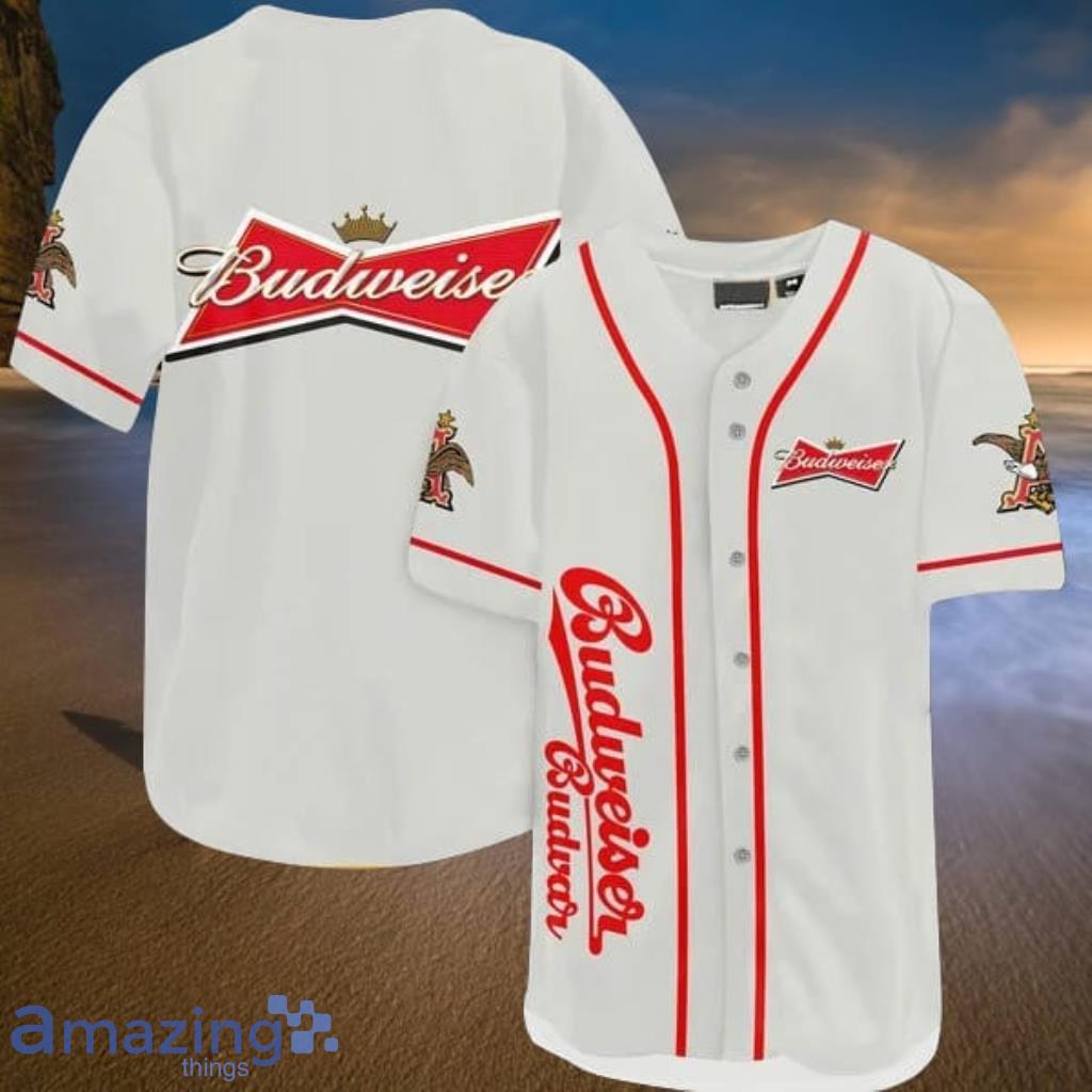 White Budweiser Beer Baseball Jersey Shirt Gift For Men And Women Product Photo 1