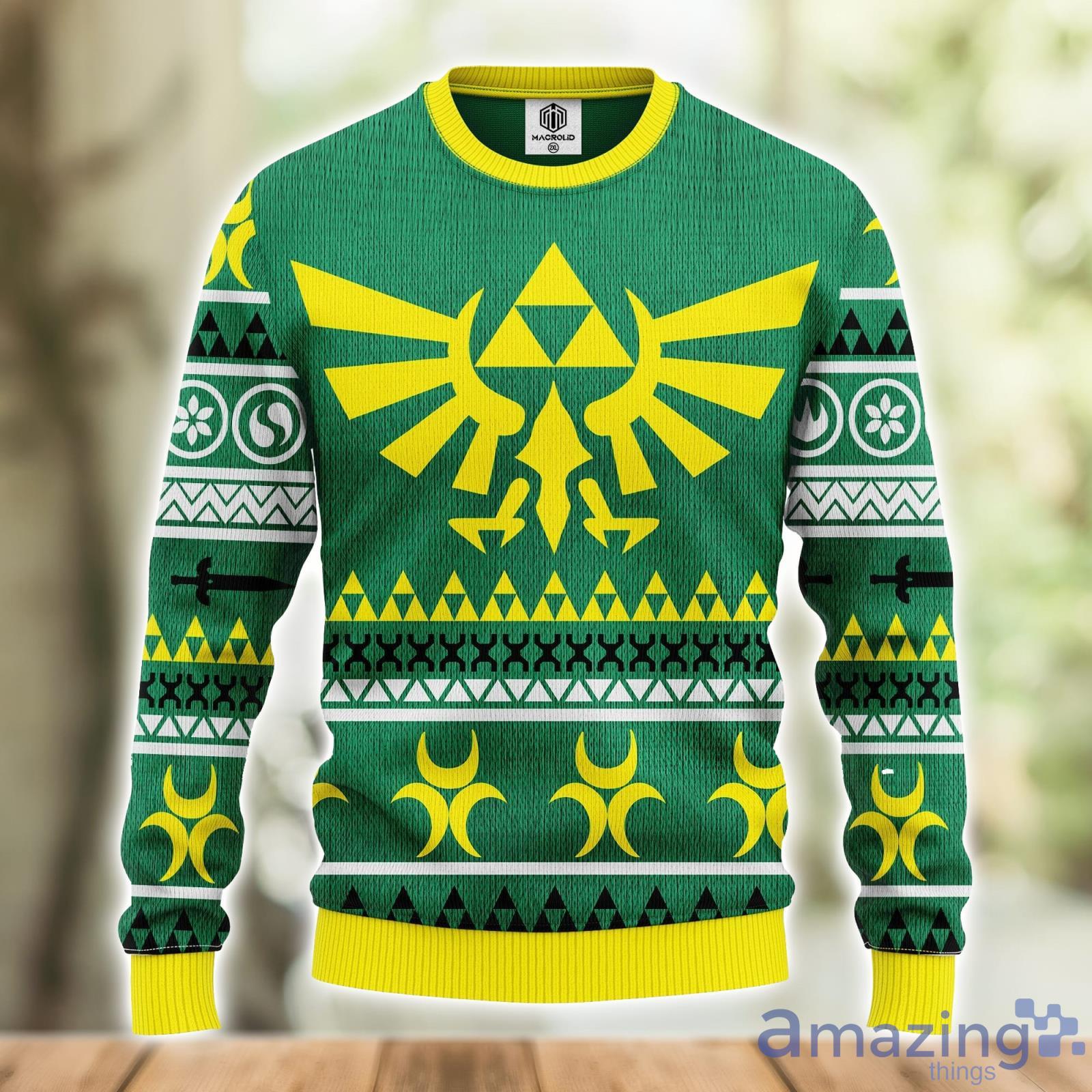 Zelda Green Yellow Ugly Christmas Sweater Amazing Gift Men And Women Christmas Gift Product Photo 1