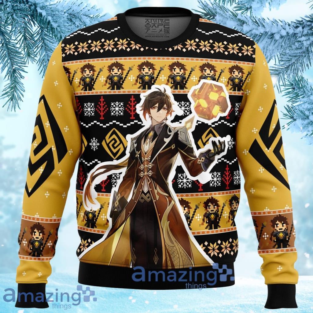 Zhongli Genshin Impact Ugly Christmas Sweater 3D Gift For Men And Women Product Photo 1