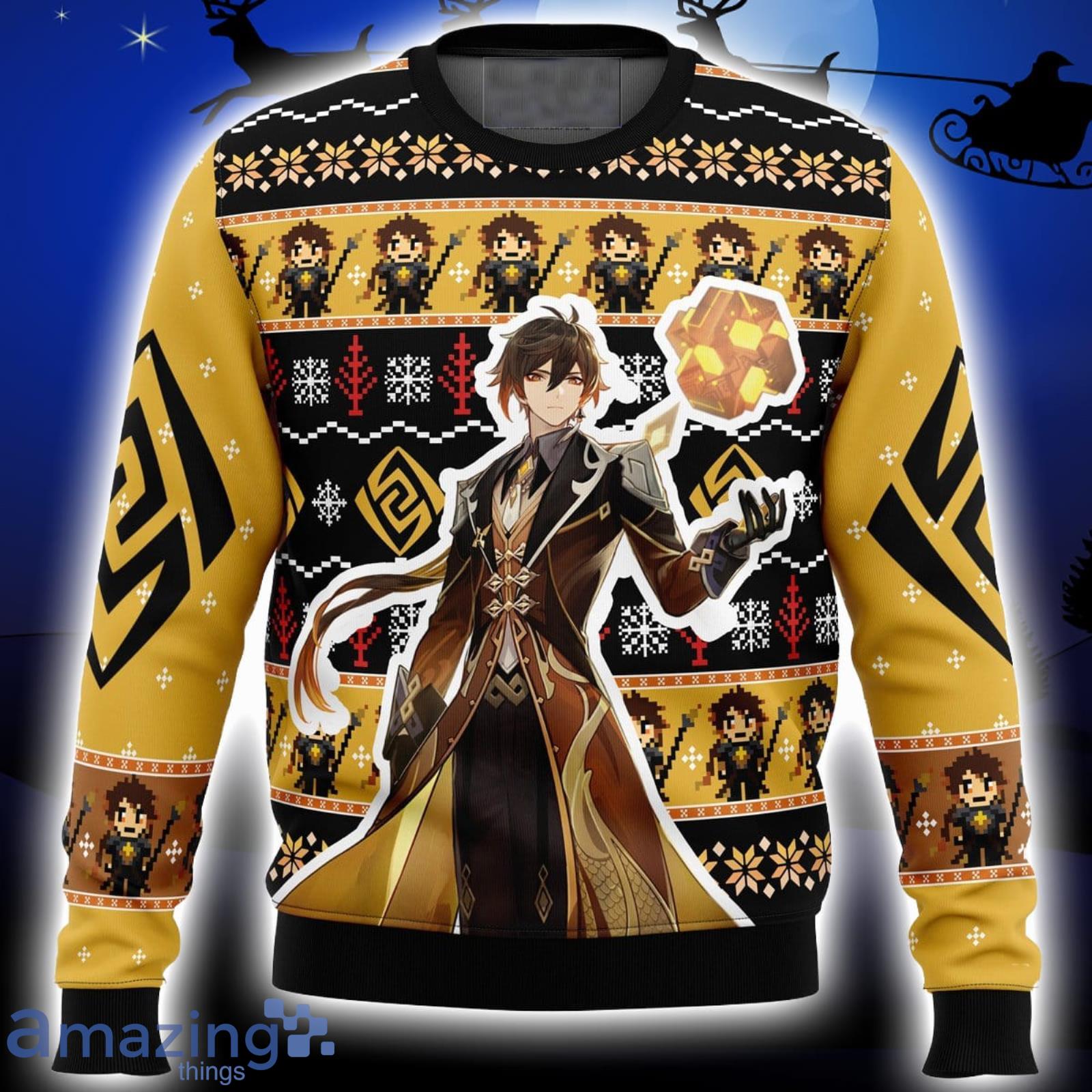 Zhongli Genshin Impact Xmas Ugly Christmas Sweater Christmas Gift For Men And Women Product Photo 1