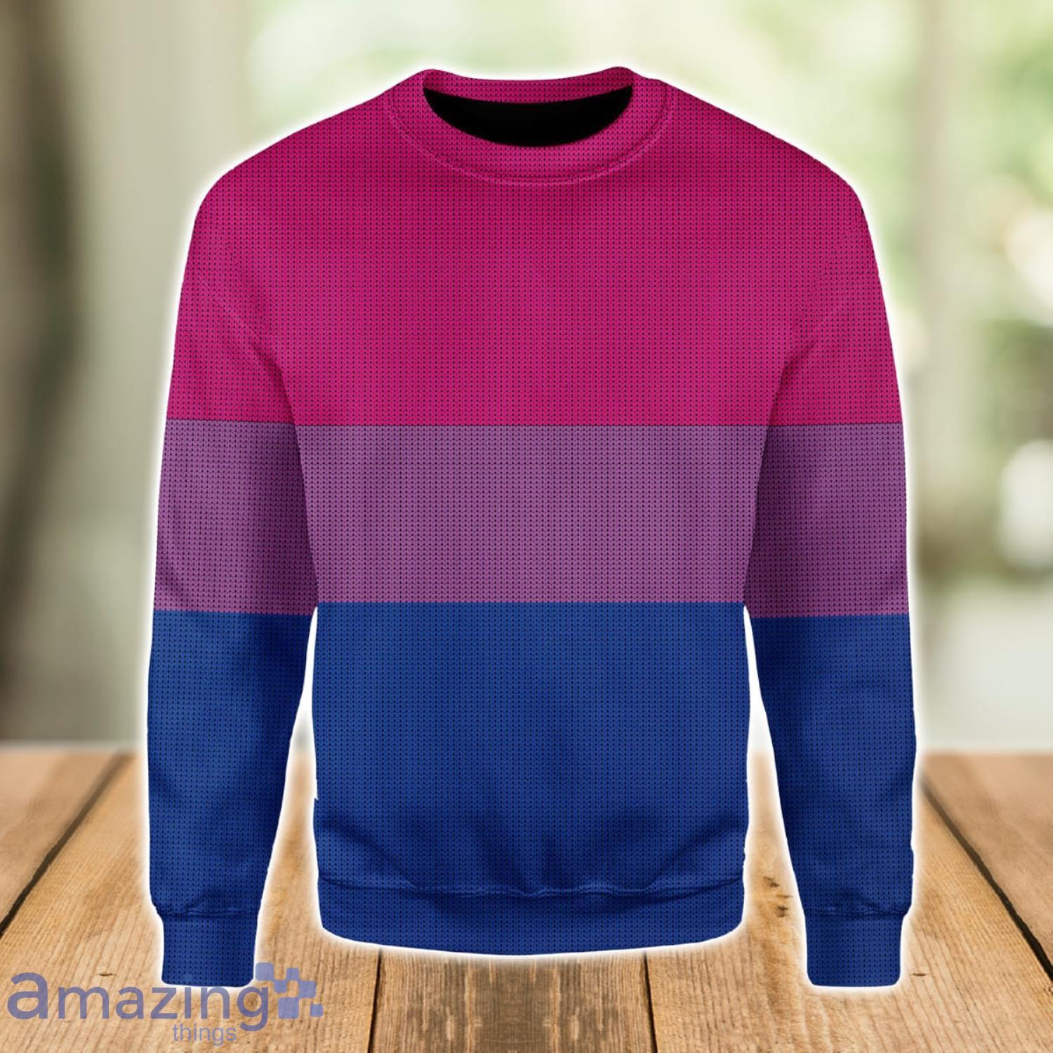 3D Ugly Christmas Sweater Bisexual Pride Flag Product Photo 1