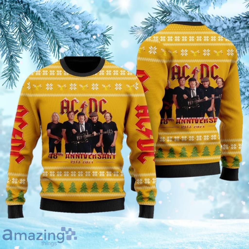 Acdc Band Yellow 3D Faux Wool Christmas Sweater Product Photo 1