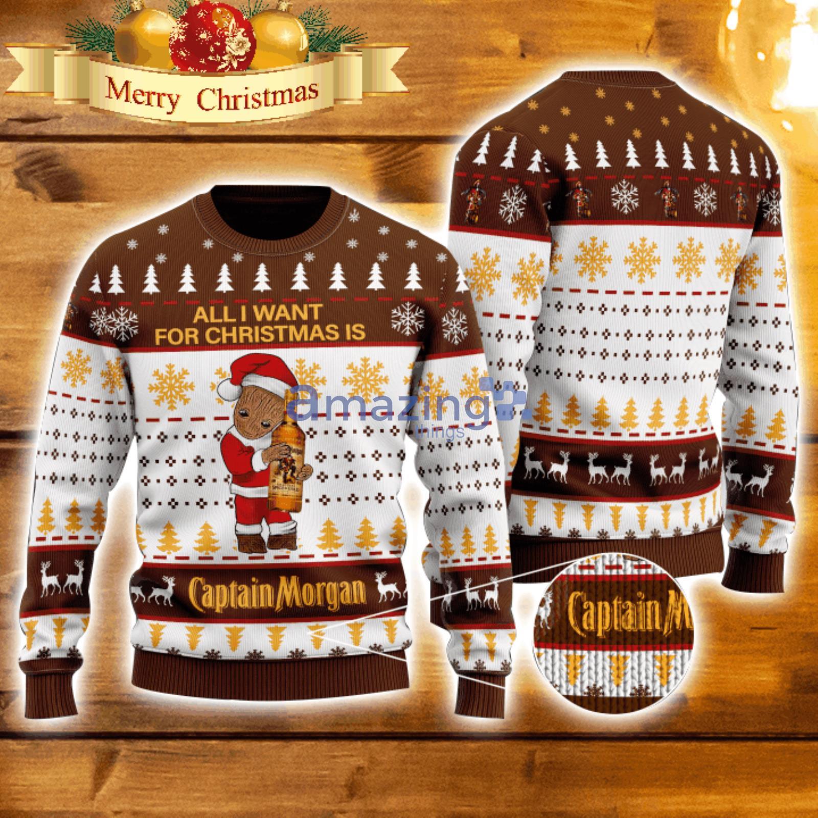 All I Need For Christmas Is Captain Morgan Groot Lover Christmas Gift 3D Ugly Christmas Sweater Product Photo 1