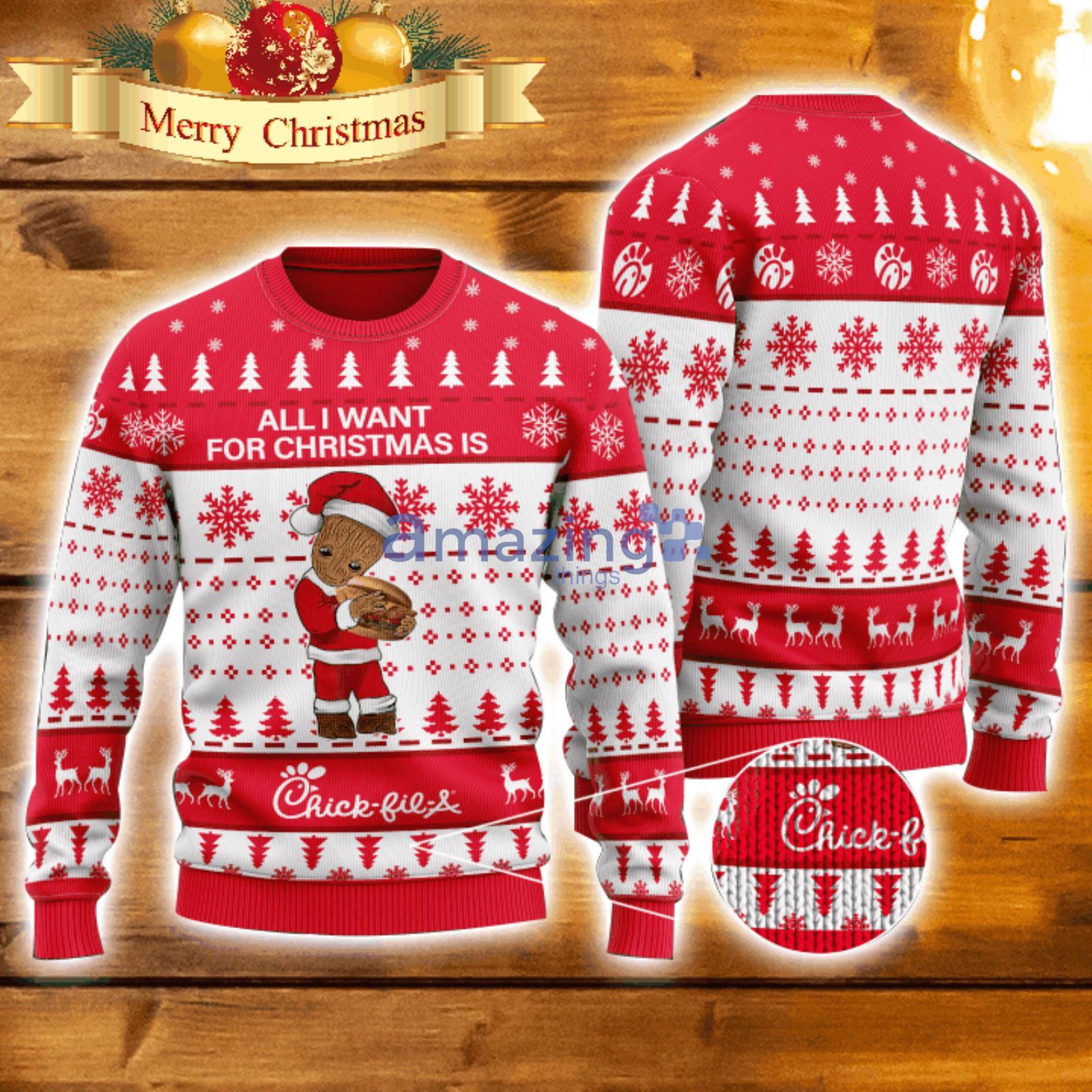 All I Need For Christmas Is Chick-fil-A Groot Lover Christmas Gift 3D Ugly Christmas Sweater Product Photo 1