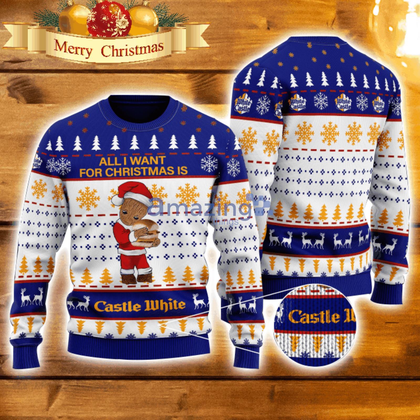 All I Need For Christmas Is White Castle Groot Lover Christmas Gift 3D Ugly Christmas Sweater Product Photo 1