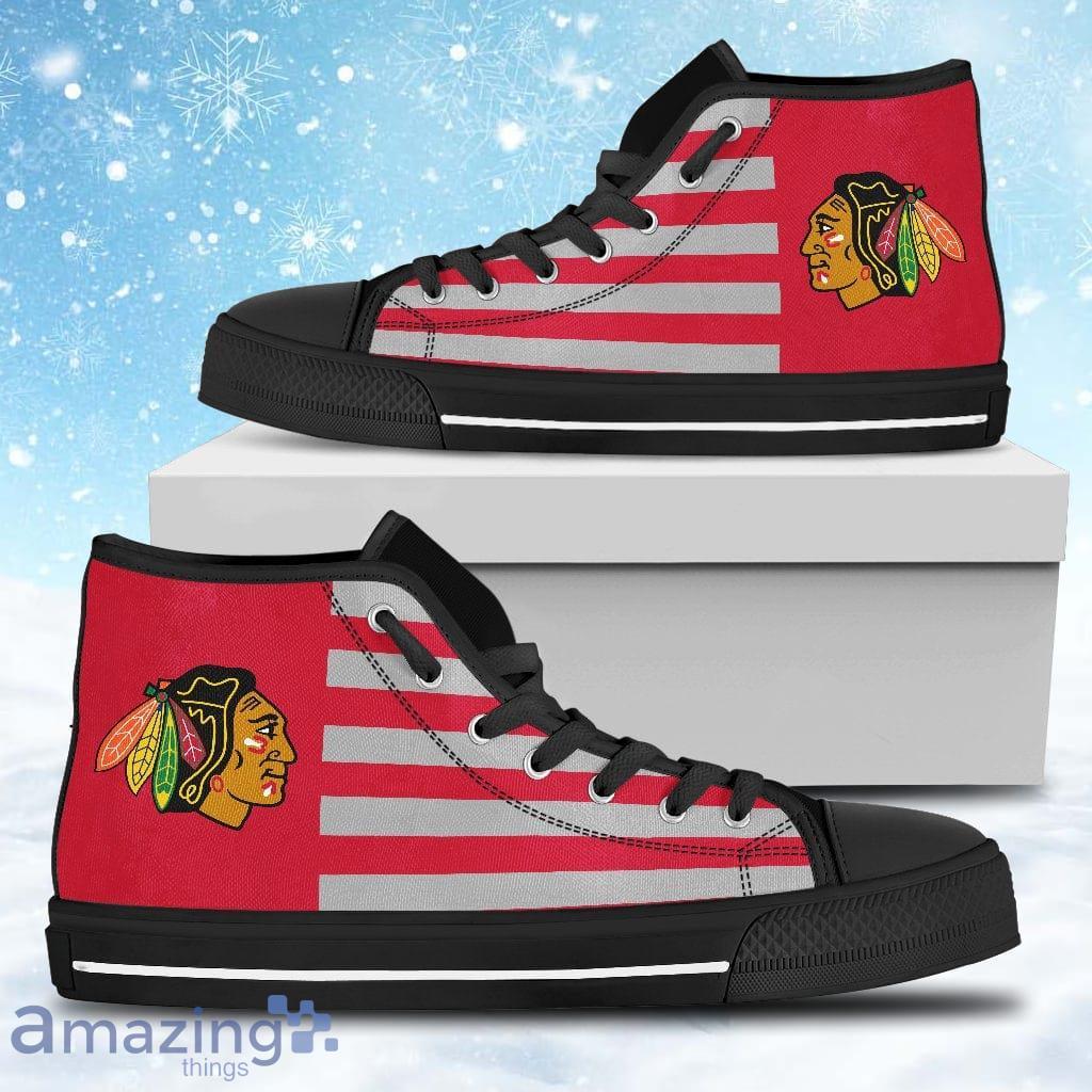 American Flag Chicago Blackhawks High Top Shoes Gift For Big Fans Product Photo 1