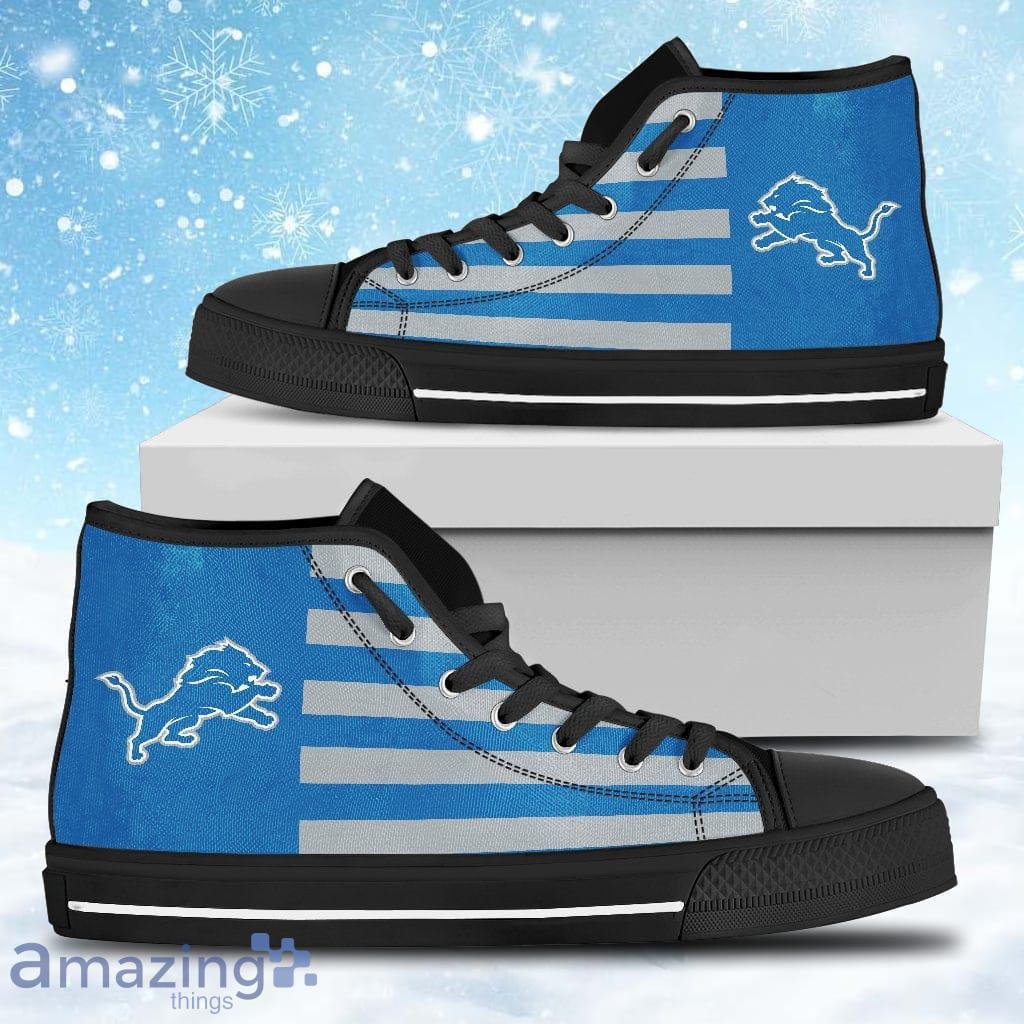 American Flag Detroit Lions High Top Shoes Gift For Big Fans Product Photo 1