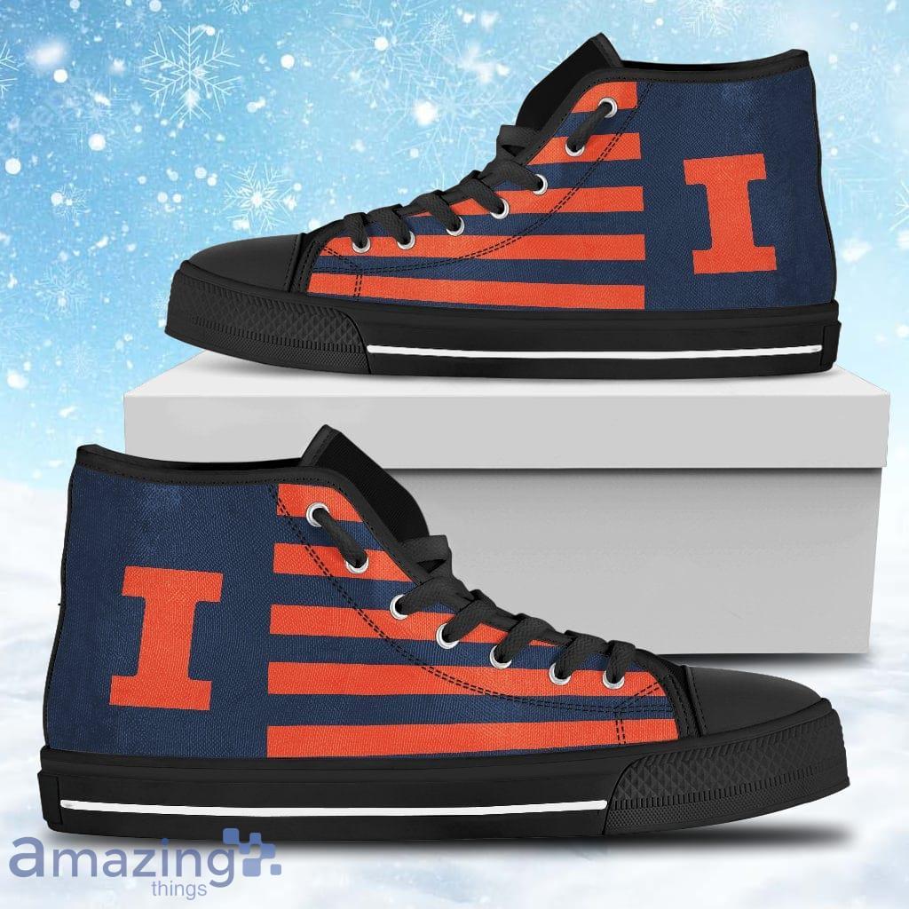 American Flag Illinois Fighting Illini High Top Shoes Gift For Big Fans Product Photo 1