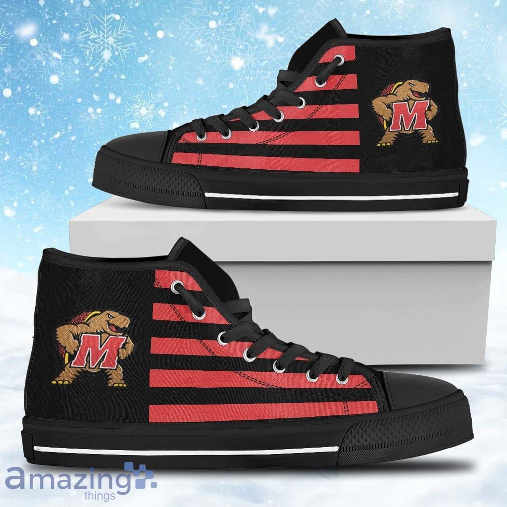American Flag Maryland Terrapins High Top Shoes Gift For Big Fans Product Photo 1