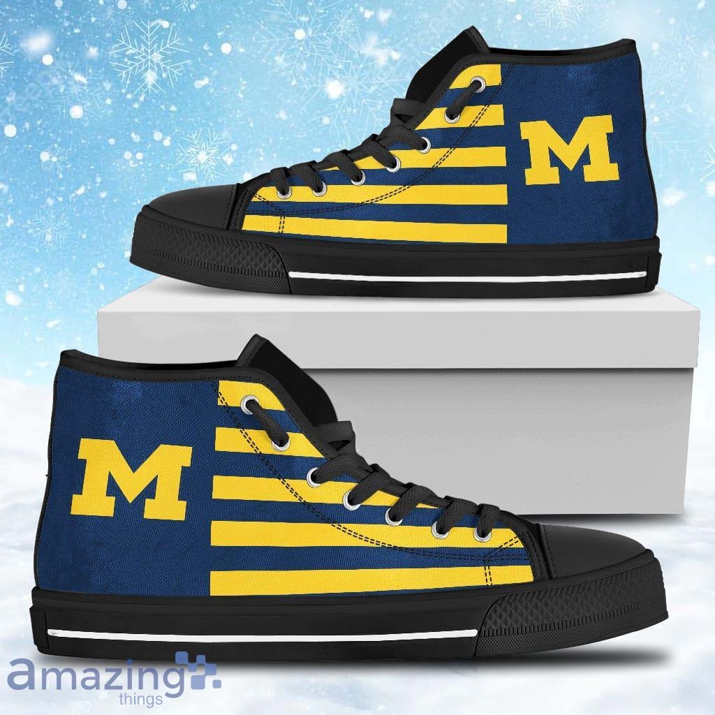 American Flag Michigan Wolverines High Top Shoes Gift For Big Fans Product Photo 1