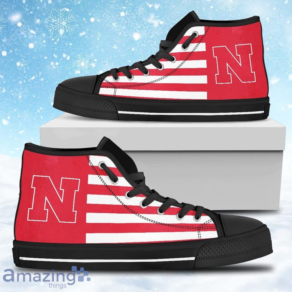 American Flag Nebraska Cornhuskers High Top Shoes Gift For Big Fans Product Photo 1