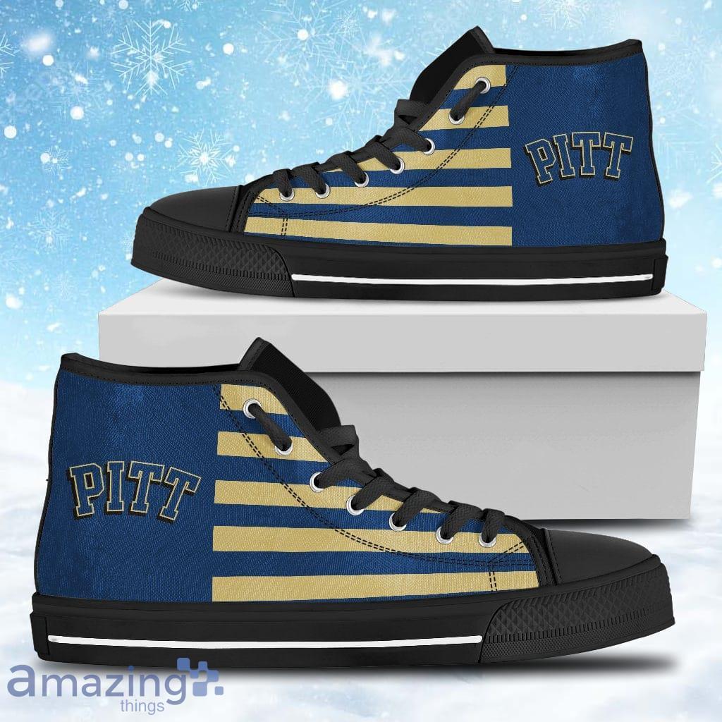 American Flag Pittsburgh Panthers High Top Shoes Gift For Big Fans Product Photo 1