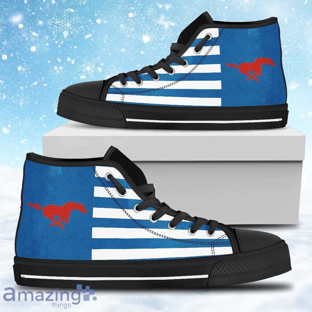 American Flag Smu Mustangs High Top Shoes Gift For Big Fans Product Photo 1