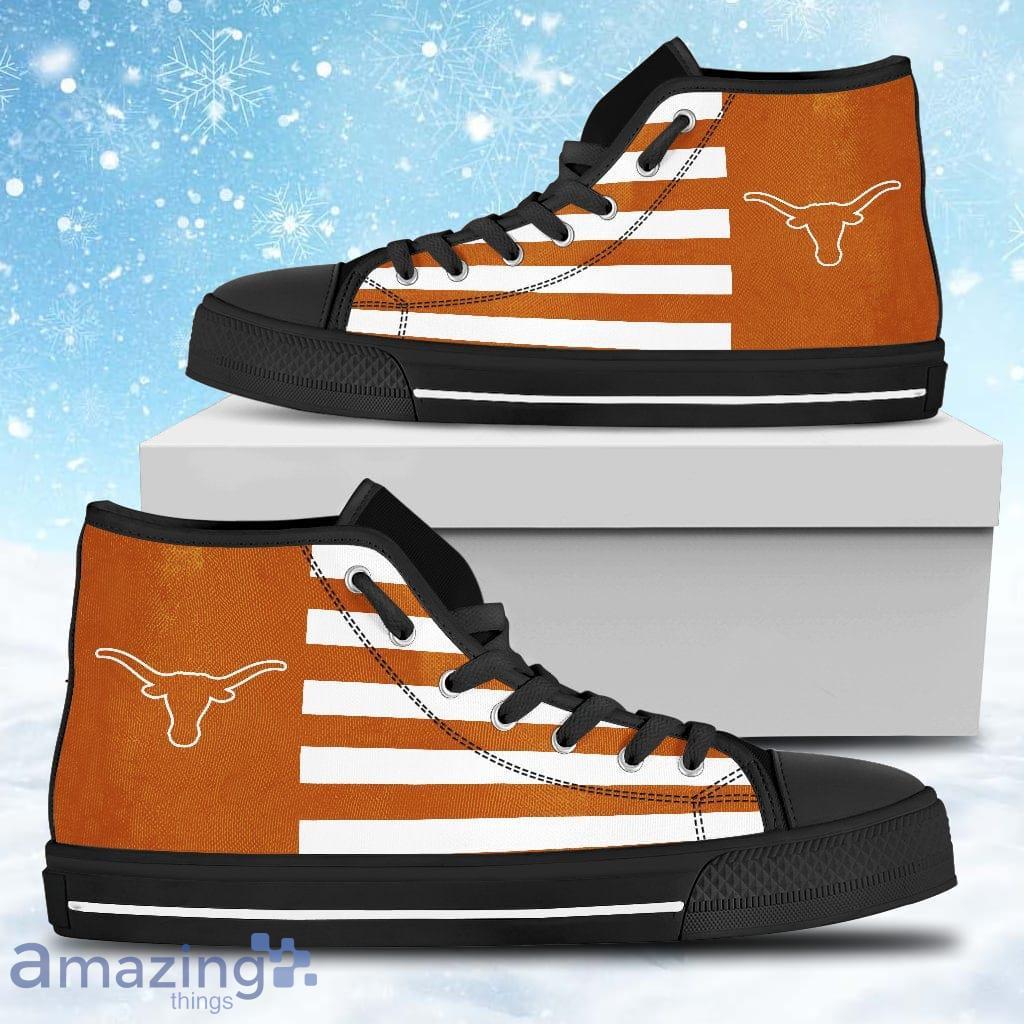 American Flag Texas Longhorns High Top Shoes Gift For Big Fans Product Photo 1 American Flag Texas Longhorns High Top Shoes Gift For Big Fans Product Photo 1