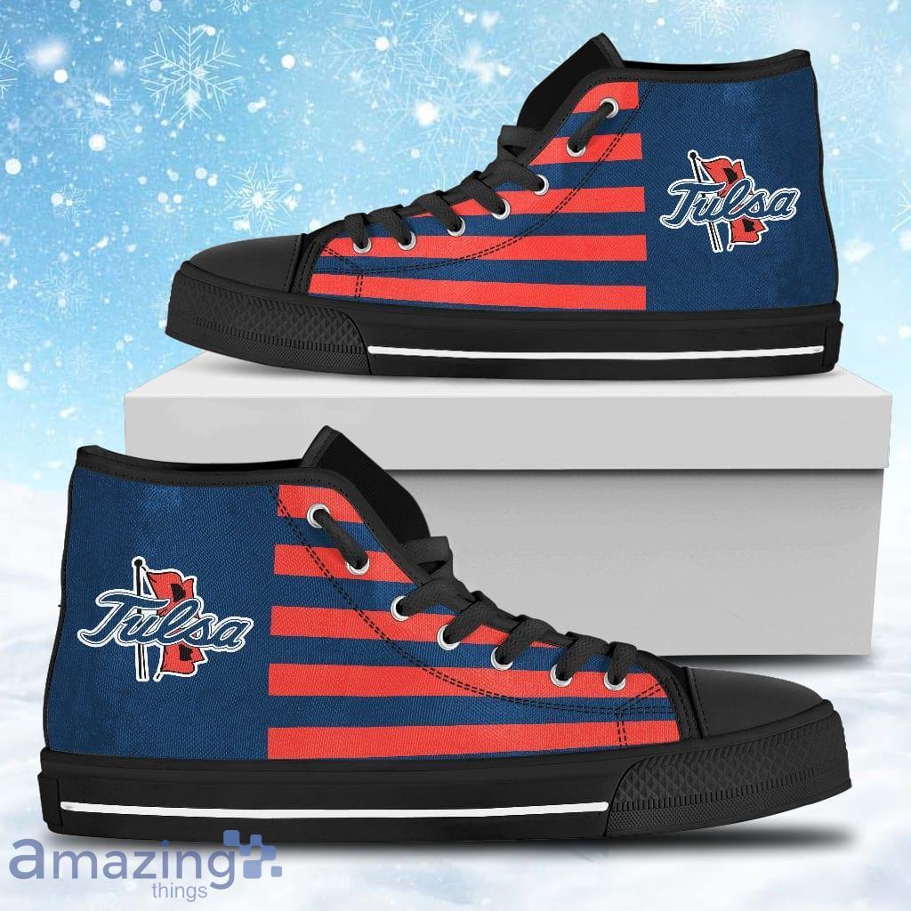 American Flag Tulsa Golden Hurricane High Top Shoes Gift For Big Fans Product Photo 1