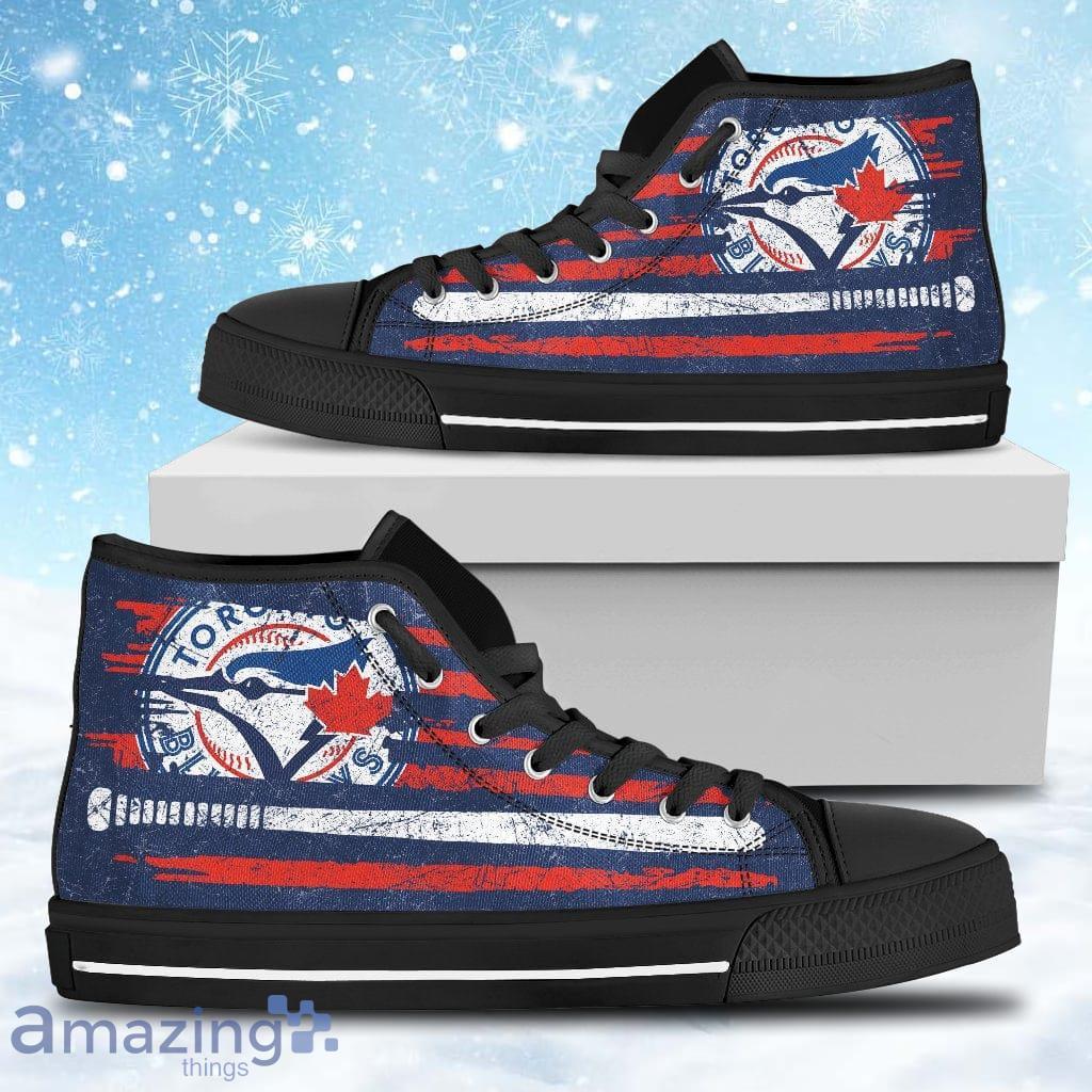 American Flag Vintage Baseball Toronto Blue Jays High Top Shoes Gift For Big Fans Product Photo 1