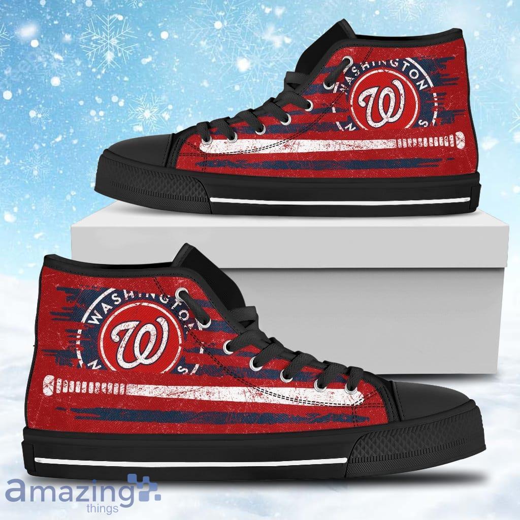 American Flag Vintage Baseball Washington Nationals High Top Shoes Gift For Big Fans Product Photo 1