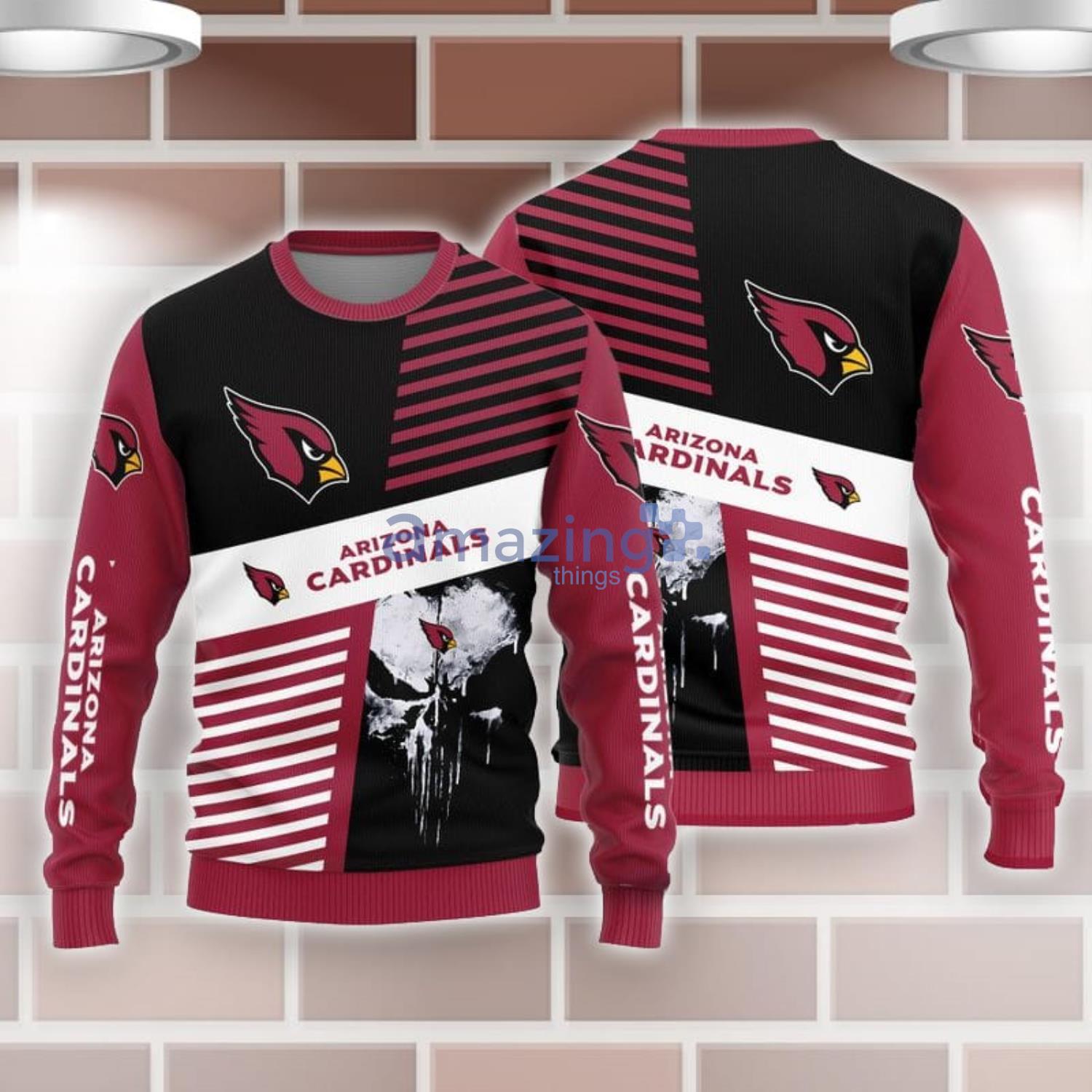 Arizona Cardinals Fans Skull Season Ugly Christmas Sweater - Freedomdesign