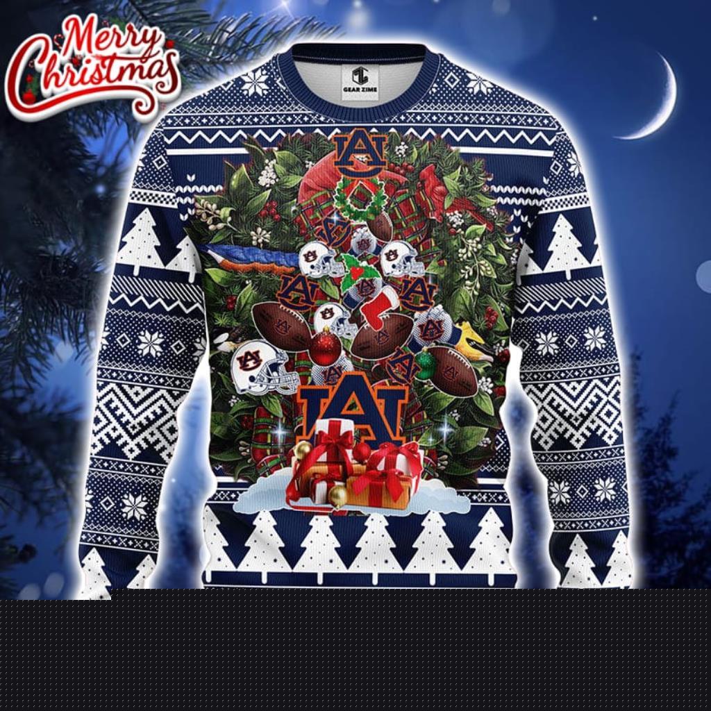 Auburn Tigers Tree Ugly Christmas Fleece Sweater Product Photo 1