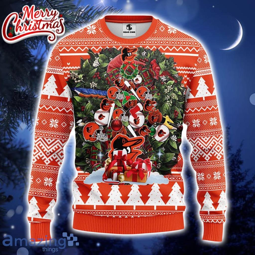 Baltimore Orioles Tree Ugly Christmas Fleece Sweater Product Photo 1