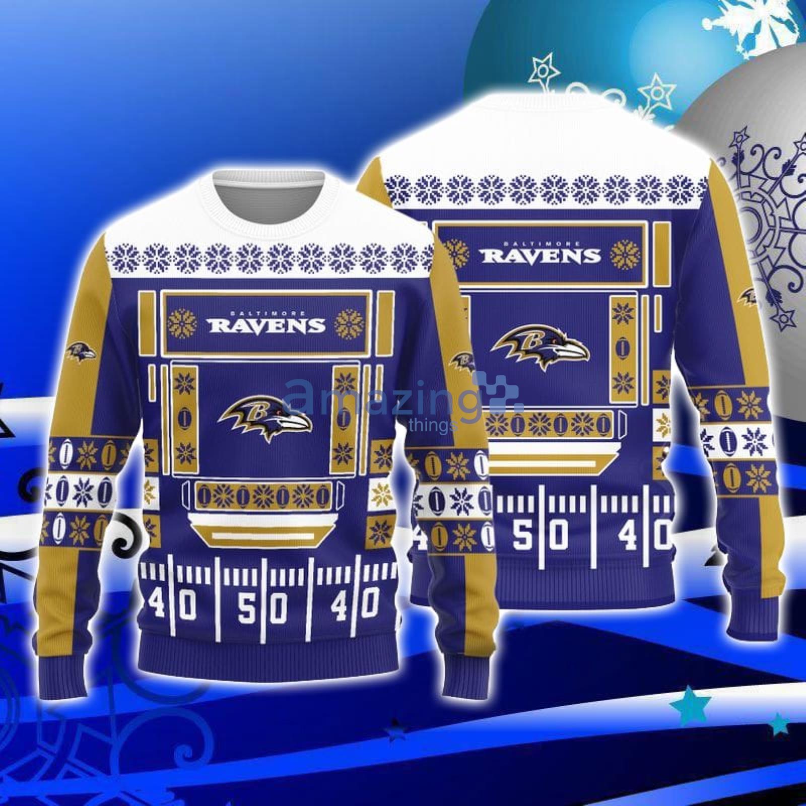 Baltimore Ravens Christmas Bal Snowflake Pattern Winter Ugly Christmas  Sweater