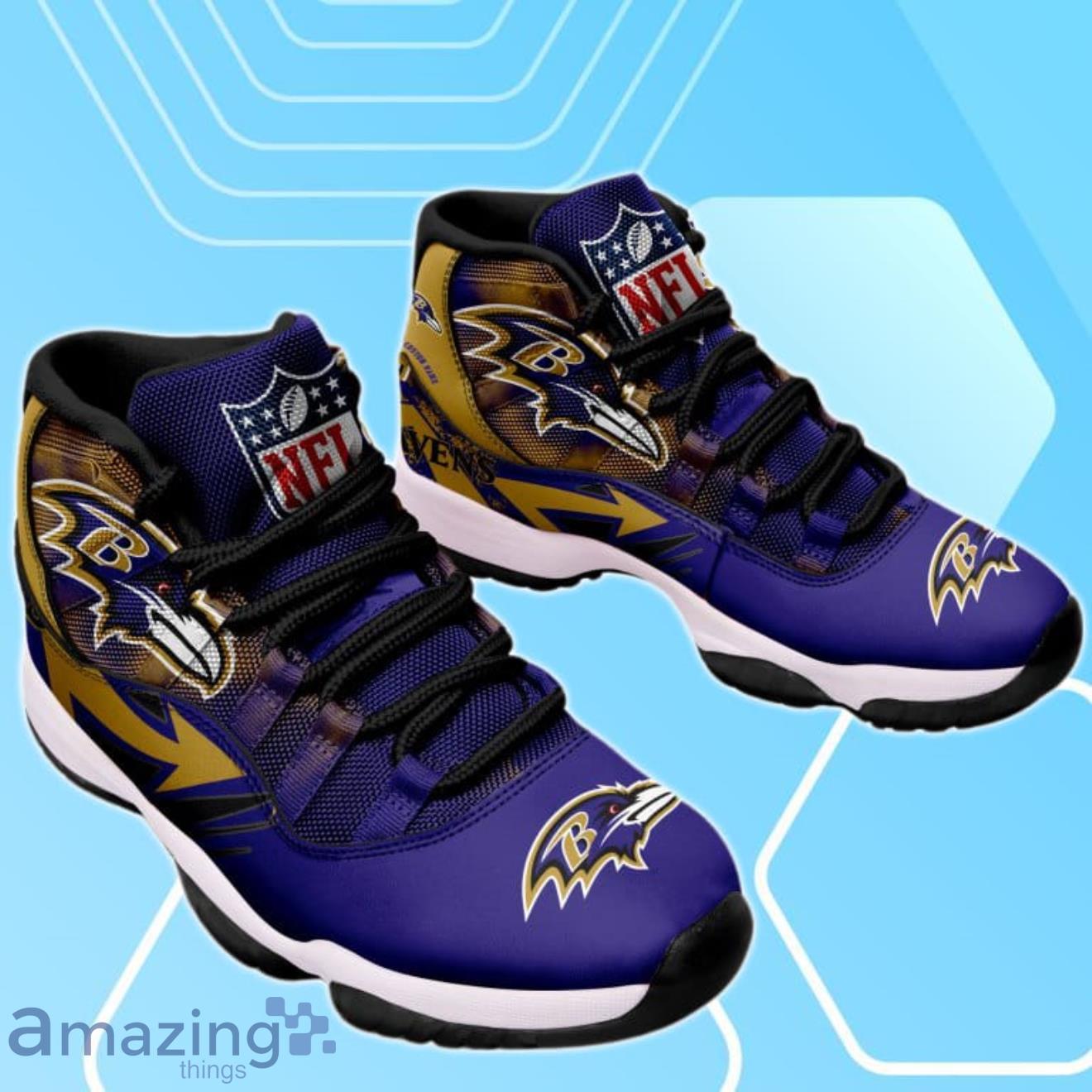 Baltimore Ravens Custom Name Air Jordan 11 Sneaker Shoes For Sport Fans -  Banantees