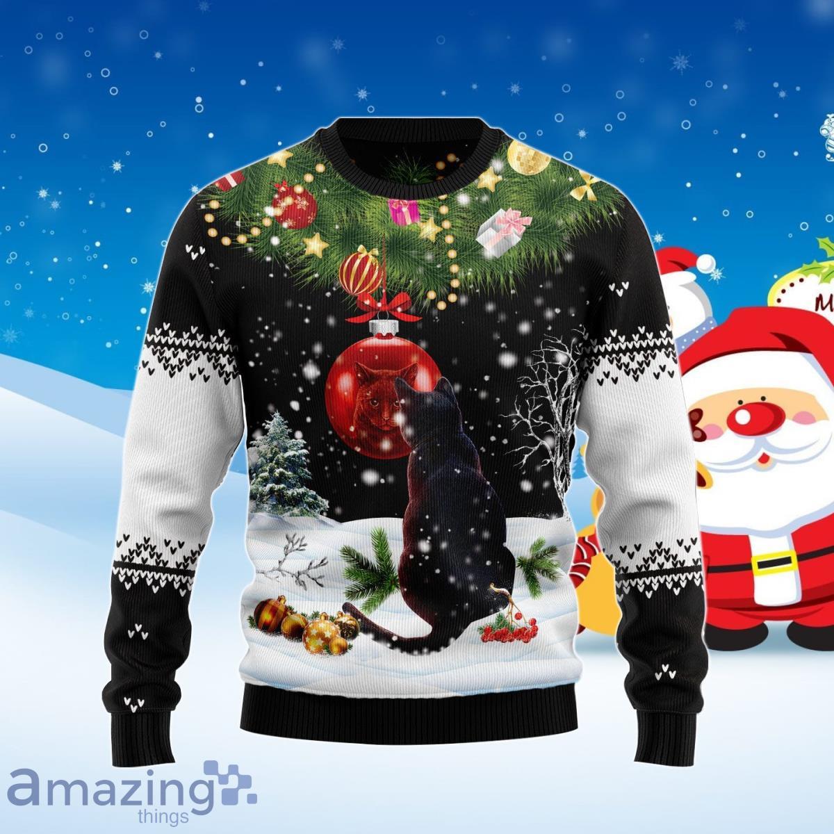 Black Cat Mirror Ugly Christmas Sweater Best Gift For Men And Women Product Photo 1