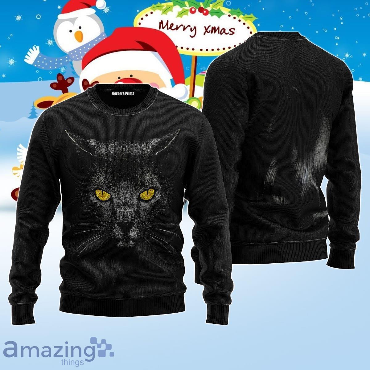 Black Cat Ugly Christmas Sweater For Men And Women Product Photo 1