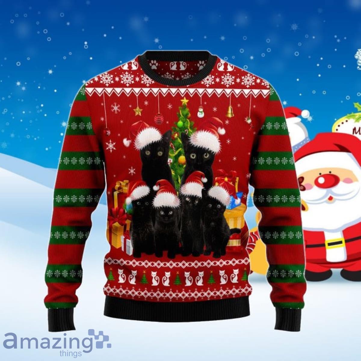 Black Cat Ugly Christmas Sweater Style Gift For Men And Women Product Photo 1