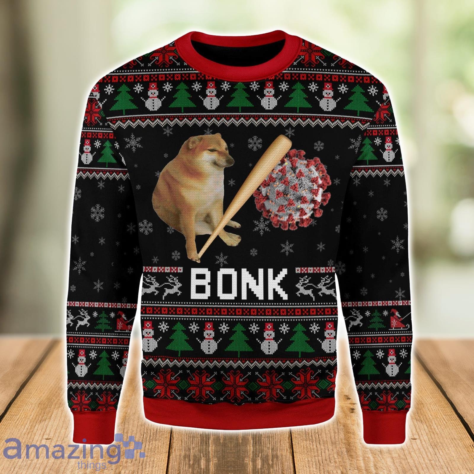 Bonk Coronavirus Meme Ugly Christmas Sweater Xmas Gift Men And Women Christmas Sweater Product Photo 1