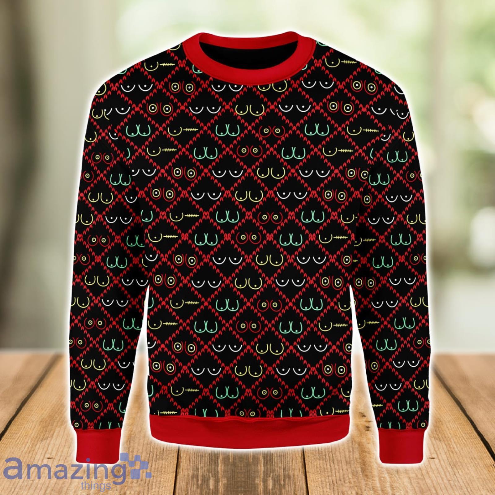 Boobs All Over Print Ugly Christmas Sweater Xmas Gift Men And Women Christmas Sweater Product Photo 1