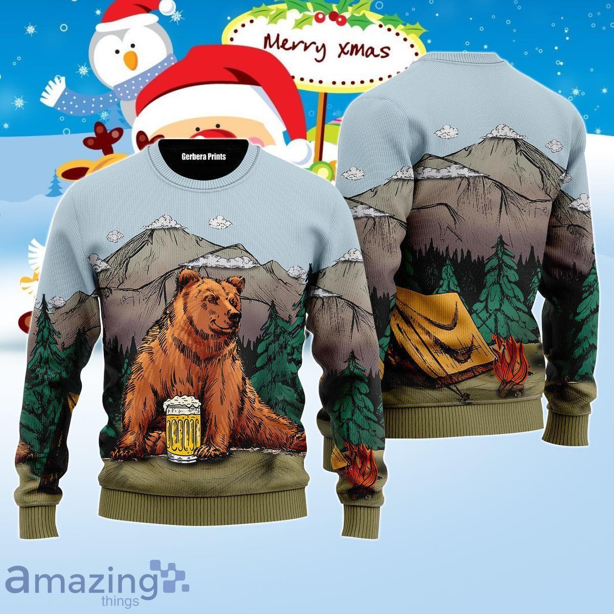 Brown Bear Camping Ugly Christmas Sweater Best Gift For Men And Women Product Photo 1