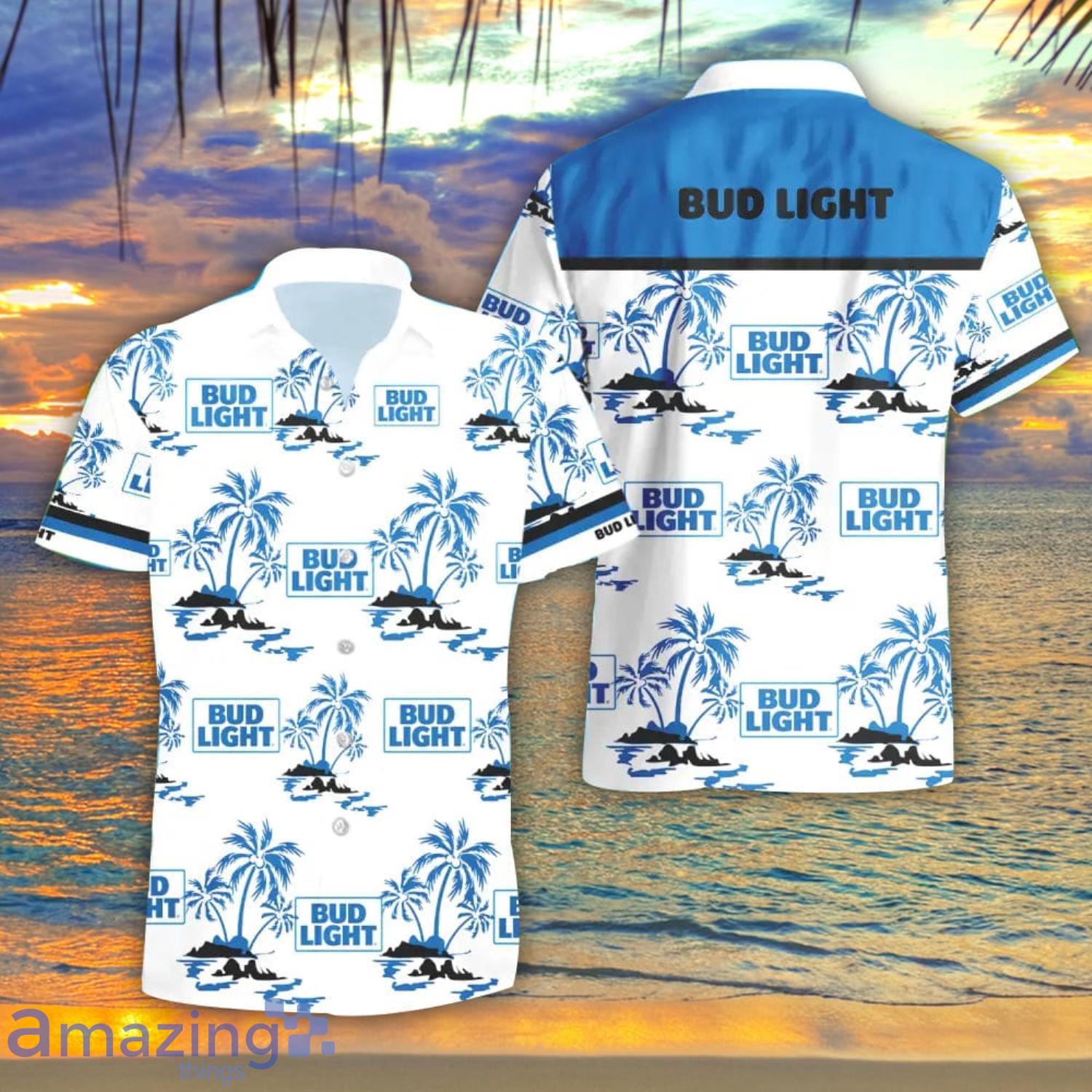 Bud Light Beer Summer Beach Coconut Pattern Hawaiian Shirt And Shorts Men And Women Gift Product Photo 1