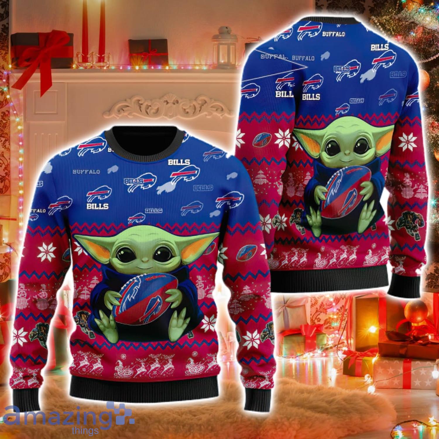 Buffalo Bills Baby Yoda Lover Ugly Christmas Sweater