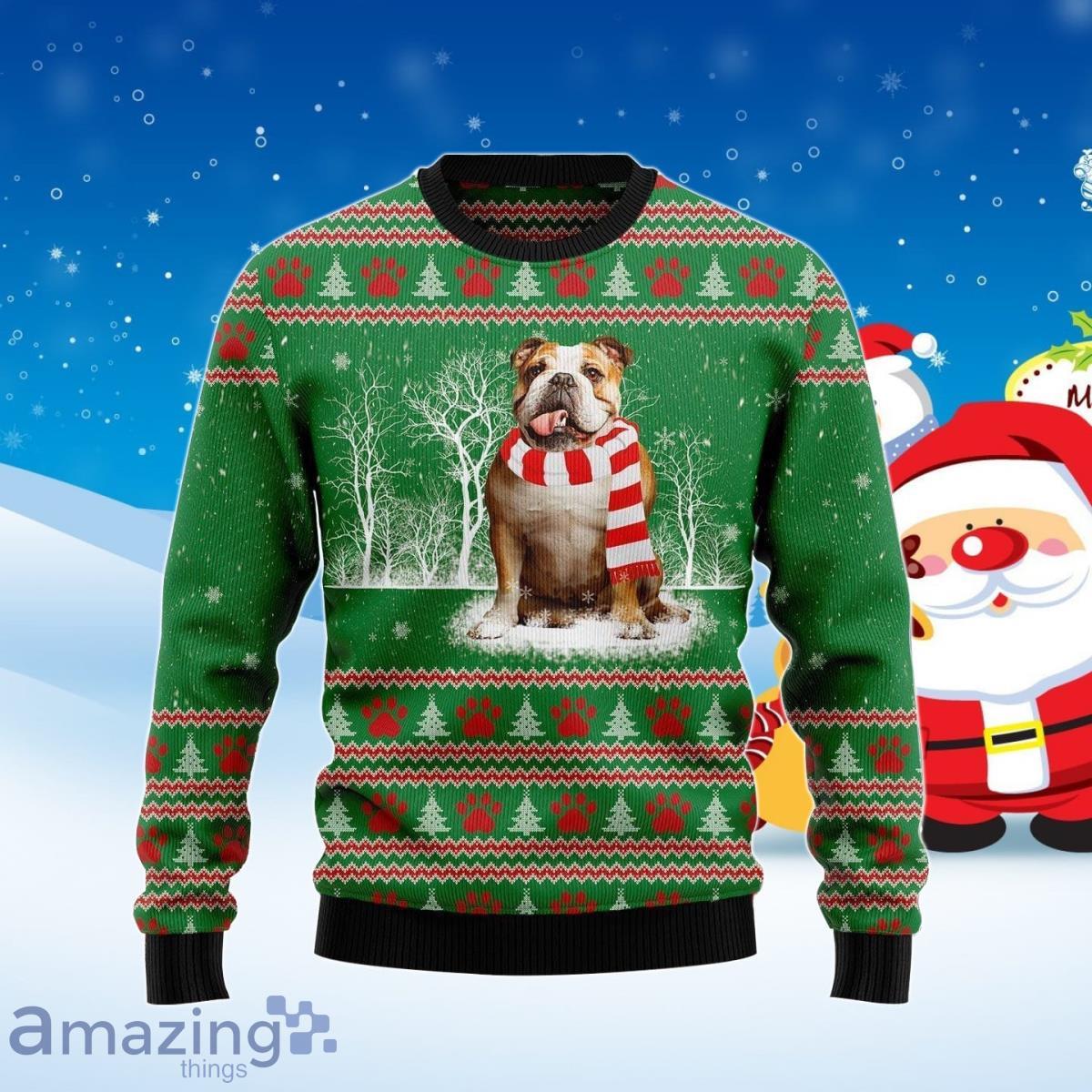 Bulldog Winter Tree Ugly Christmas Sweater Best Gift For Men And Women Product Photo 1