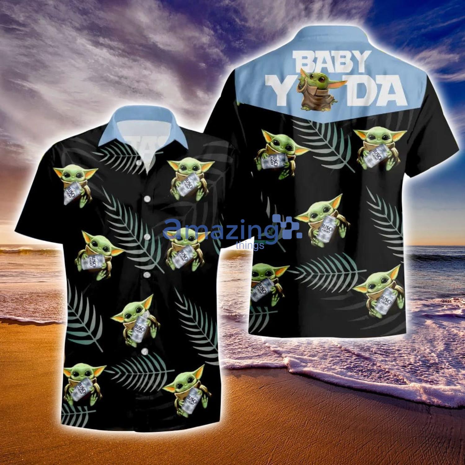 Star Wars Baby Yoda Loves Busch Light Beer Hawaiian Shirt Aloha