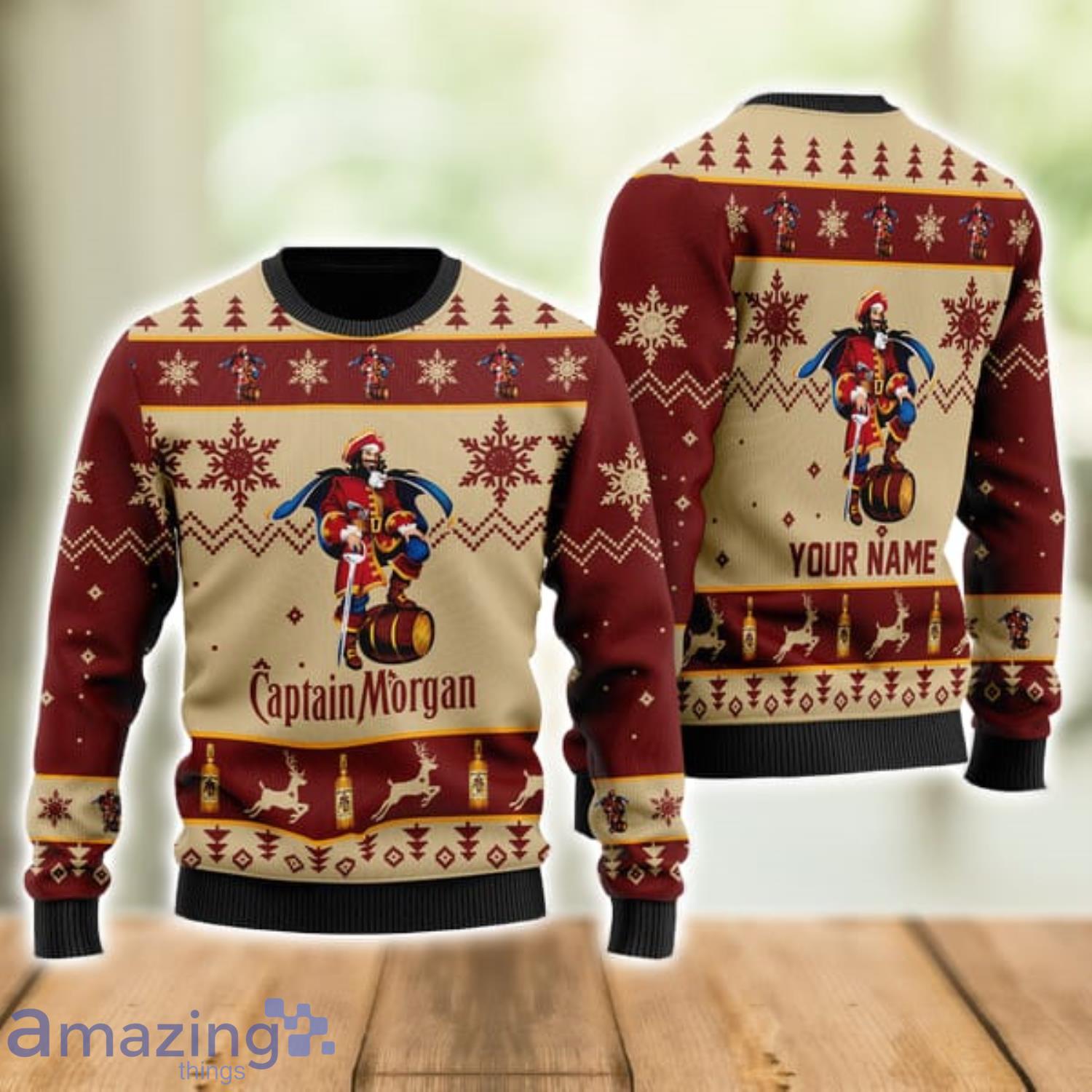 Captain Morgan Ugly Christmas Sweater Xmas Gift Men And Women Christmas Sweater Personalized Name Product Photo 1