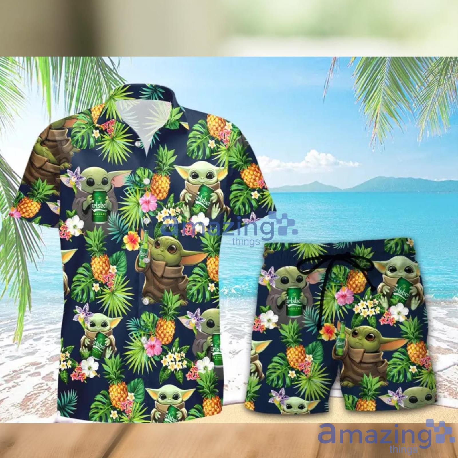 Carlsberg Beer Baby Yoda Pineapple Tropical Hawaiian Shirt And Shorts Aloha Summer Gift For Men And Women Product Photo 1