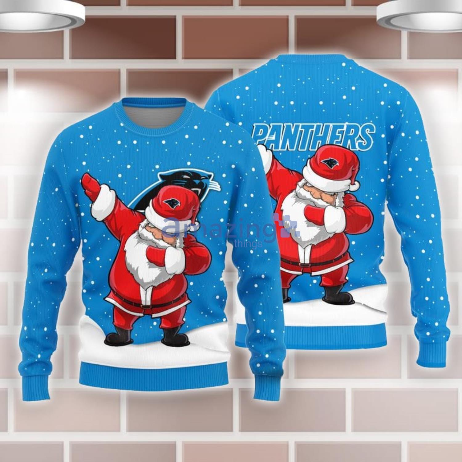 Carolina Panthers Dabbing Santa Ugly Christmas Sweater 3D Gift For Fans -  Limotees