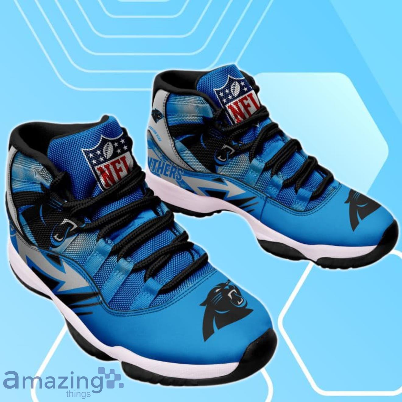 Carolina Panthers NFL 5 Custom Name Air Jordan 11 Sneakers For Men