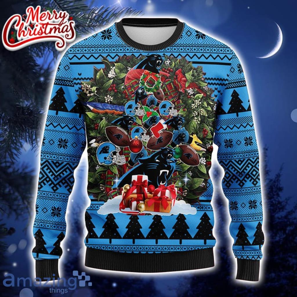 Carolina Panthers Tree Ugly Christmas Fleece Sweater Product Photo 1