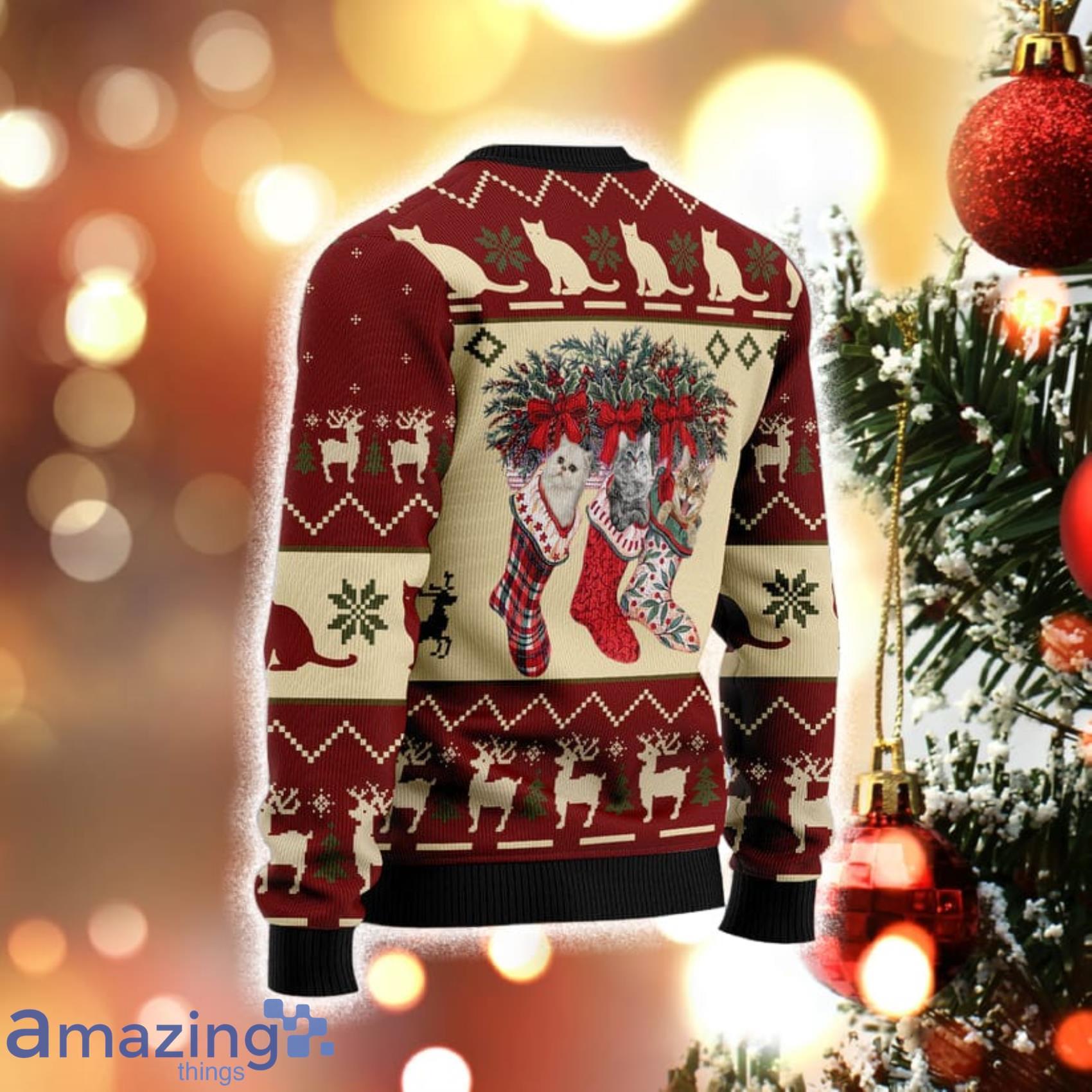 Cat and Sock Knitting Pattern Christmas 3D Sweater image Cat and Sock Knitting Pattern Christmas 3D Sweater Product Photo 2