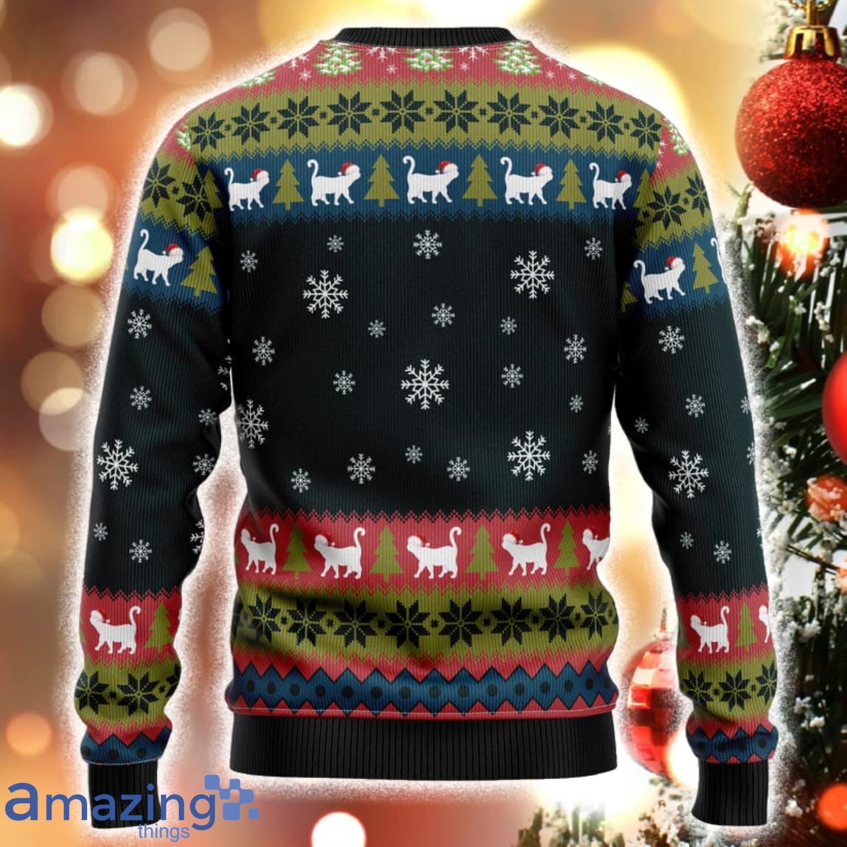 Cat Hanging On Xmas Tree 3D Sweater Matching Family Shirts For Christmas Product Photo 1