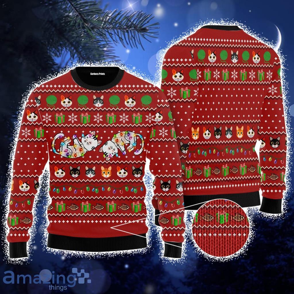 Cat Light Ugly Christmas Sweater For Men And Women Product Photo 1