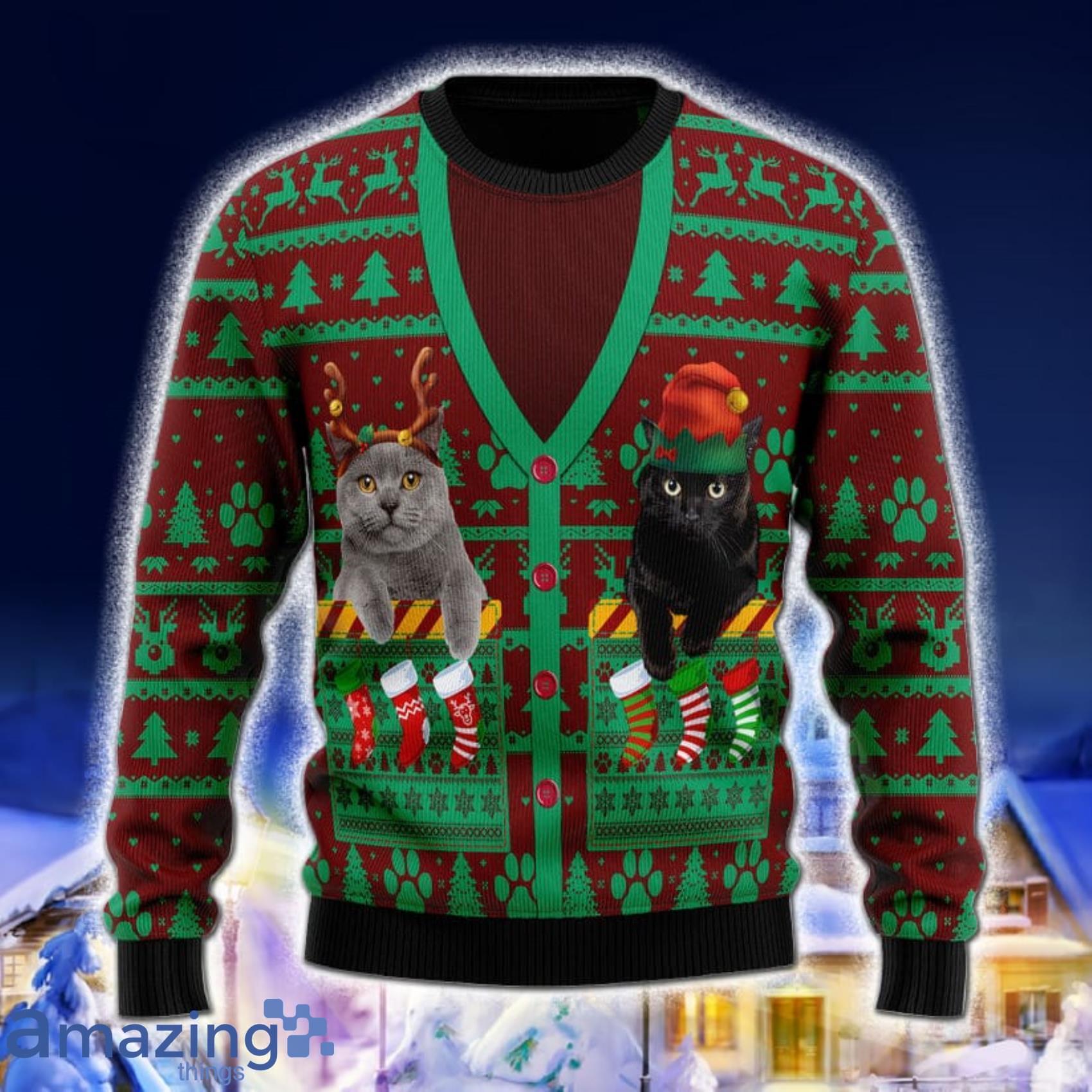 Cat Pocket Xmas 3D Sweater Matching Family Shirts For Christmas Gift For Family Product Photo 1