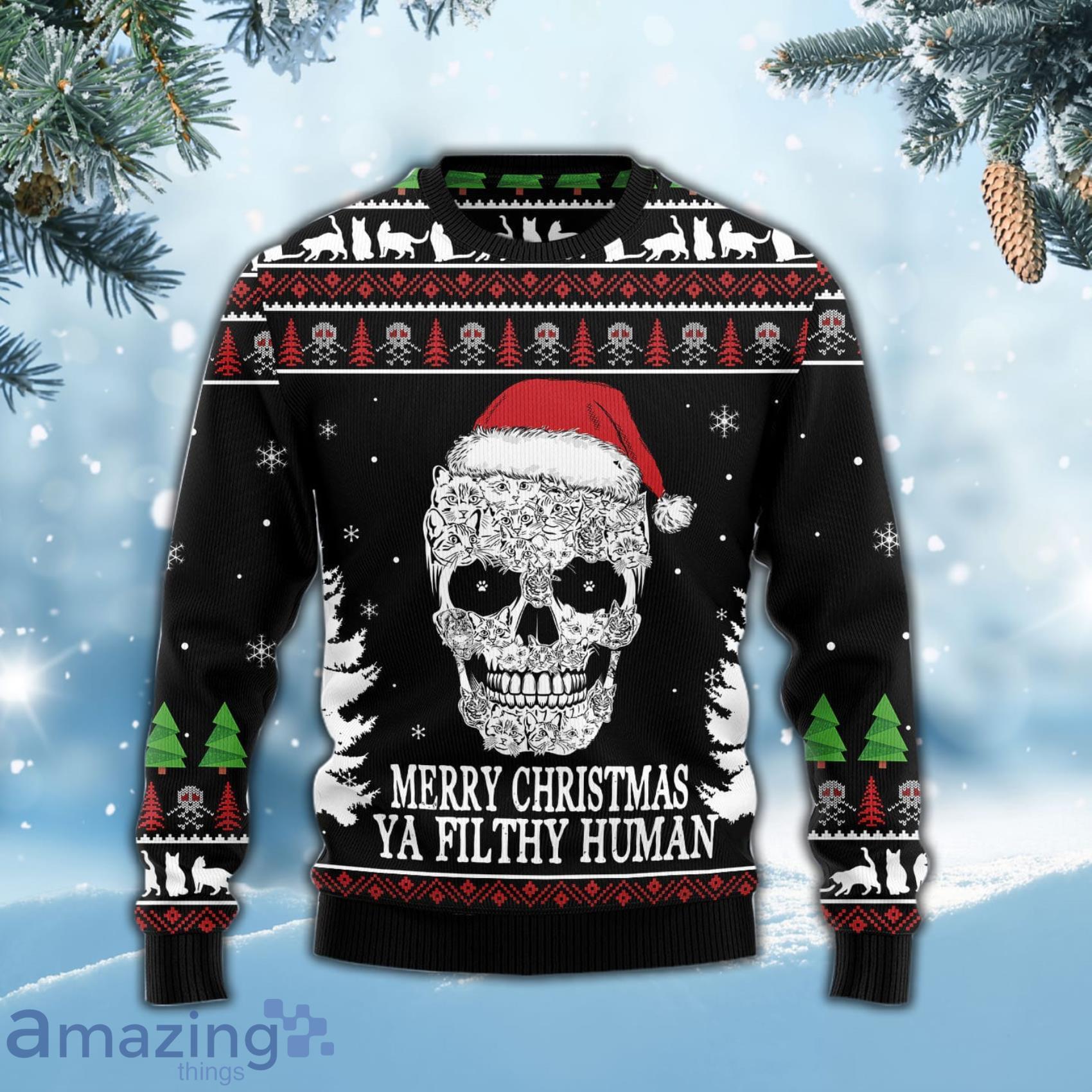 Cat Skull Santa Special Design For Christmas Holiday 3D Sweater image Cat Skull Santa Special Design For Christmas Holiday 3D Sweater Product Photo 3