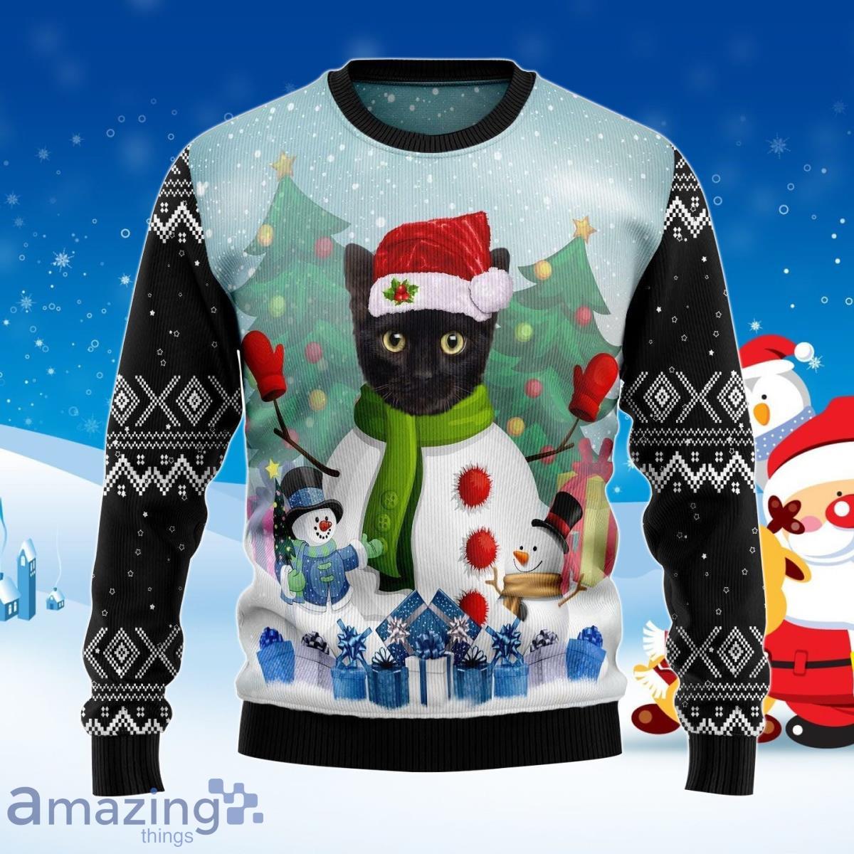 Cat Snowman Ugly Christmas Sweater Best Gift For Men And Women image Cat Snowman Ugly Christmas Sweater Best Gift For Men And Women Product Photo 1