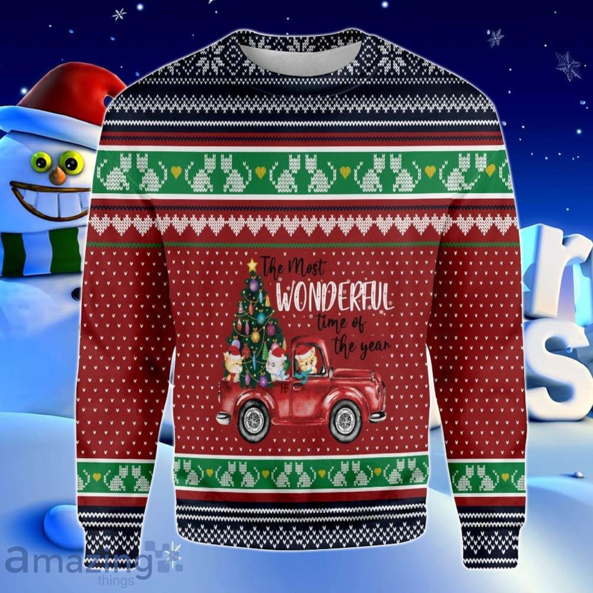 Cat The Most Wonderful Time Of Year Ugly Christmas Sweater Best Gift For Men And Women Product Photo 1