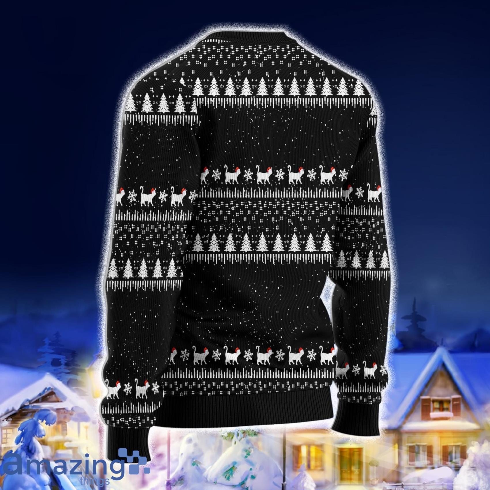 Cat Treekiller Wanted Meow Meow Meow Christmas Treekiller Black Christmas 3D Sweater Matching Family Shirts For Christmas Product Photo 1